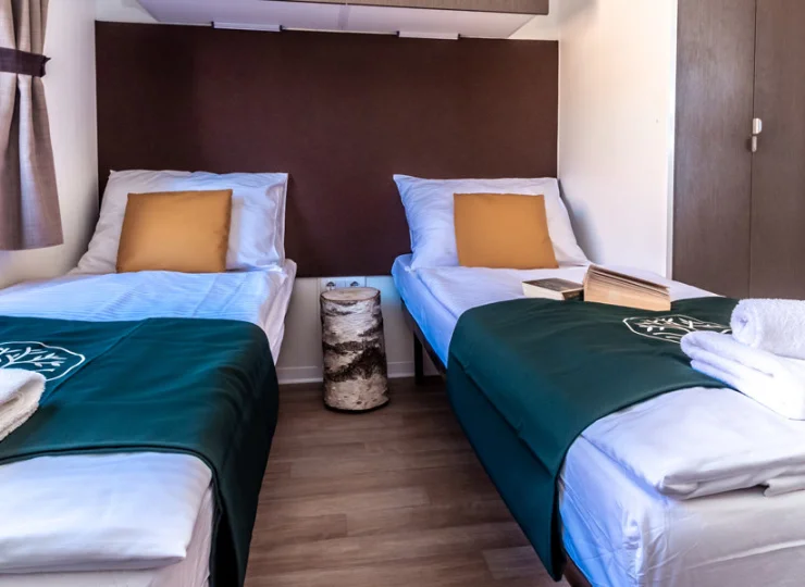 Sypialnia z 2 łóżkami w Eco luxury camping villa