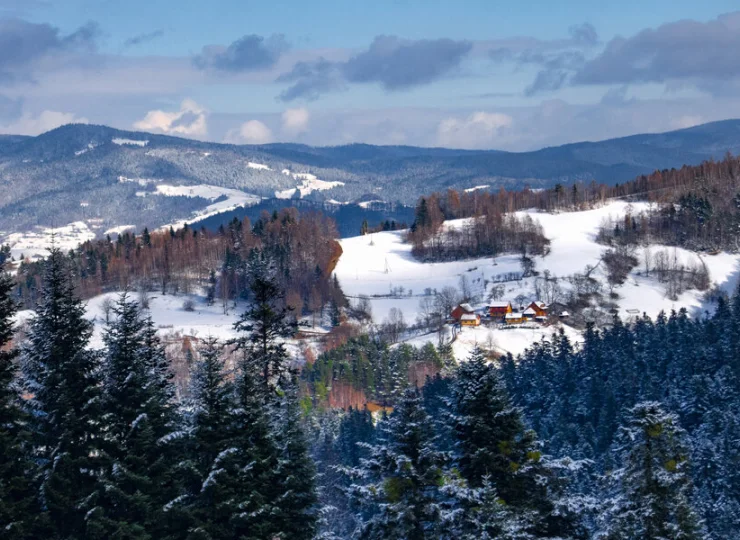 Zimą w okolicy Piwnicznej można spacerować i jeździć na nartach