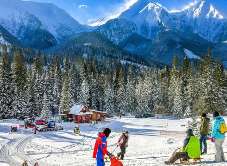 Zjazd na sankach z widokiem na Tatry zapada w pamięć