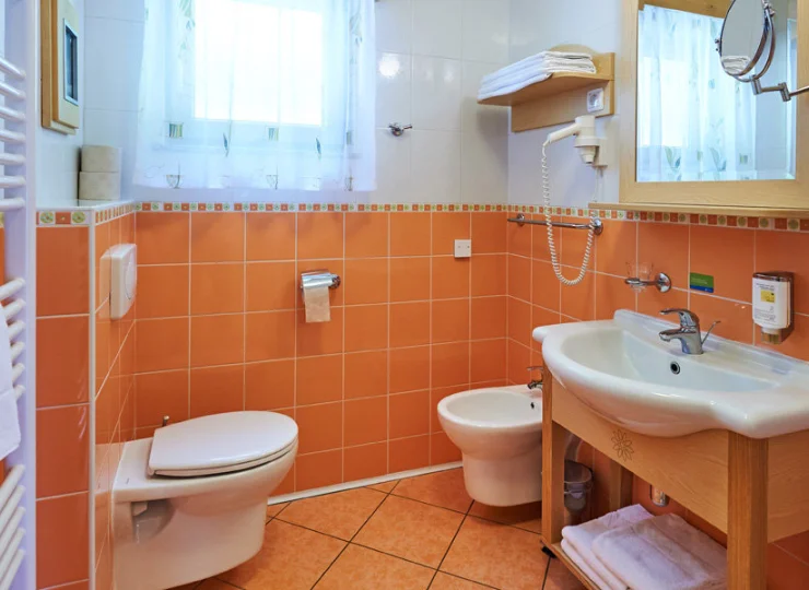 Każdy pokój i apartament posiada łazienkę z prysznicem i bidetem
