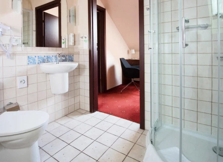 Każdy pokój posiada prywatną łazienkę z prysznicem, suszarką i ręcznikami