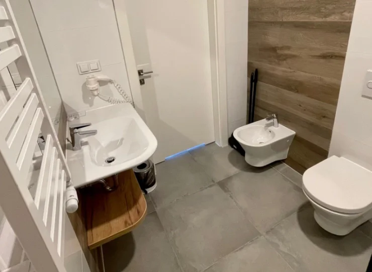 Każdy apartament posiada prywatną łazienkę z prysznicem, ręcznikami, suszarką