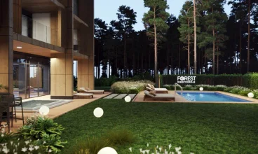 Apartamentowiec posiada wewnętrzną i zewnętrzną strefę basenową