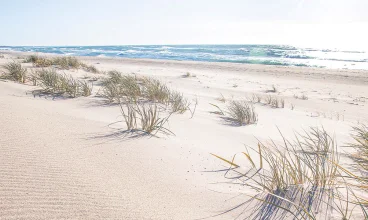 Plaże w Kołobrzegu i Grzybowie są szerokie i zachęcają do spacerów