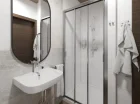 Łazienka posiada kabinę prysznicową