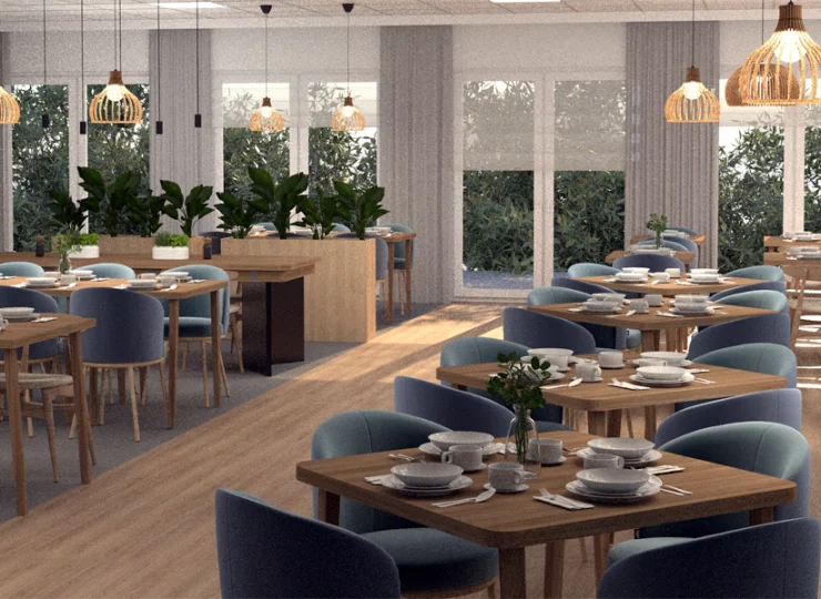 Hotelowa restauracja jest dla komfortu gości klimatyzowana