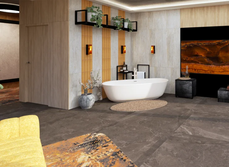 Apartament Prime Amber z wanną i odcieniami bursztynu