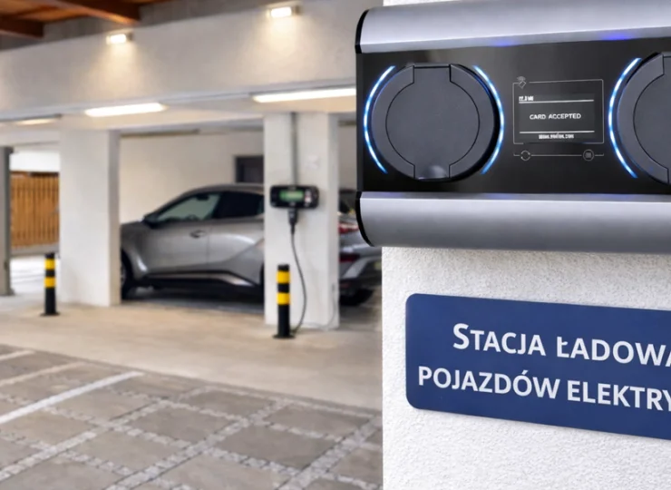 Na hotelowym parkingu znajdują się stacje ładowania pojazdów elektrycznych