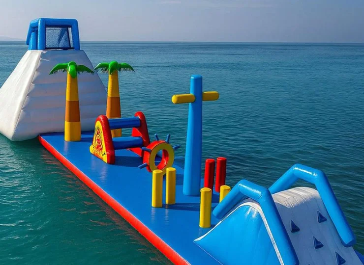 W pogodne dni dodatkową atrakcją dla dzieci jest wodny dmuchaniec