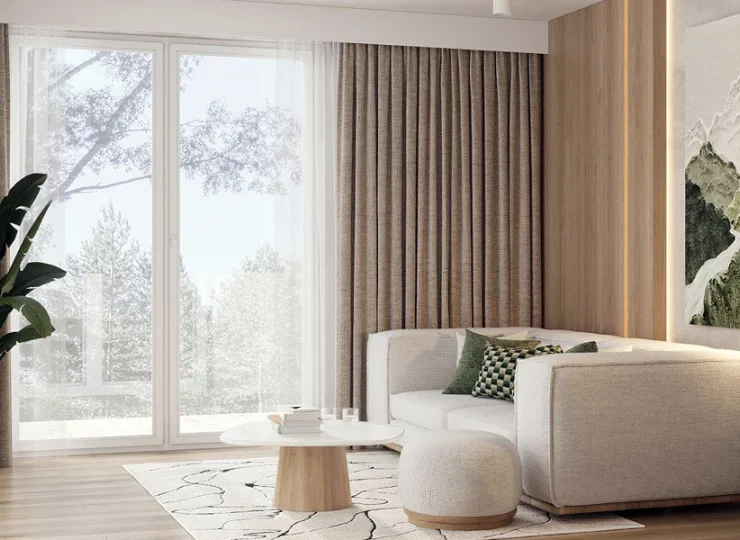 W pokoju dziennym jest rozkładana sofa dla 2 dzieci