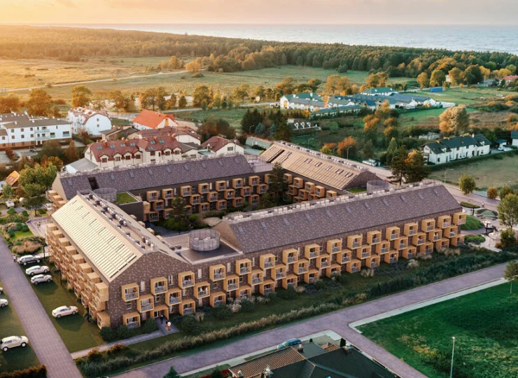 Resort mieści się blisko bałtyckiej plaży w Grzybowie