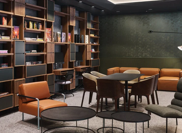 Business corner z biblioteczką