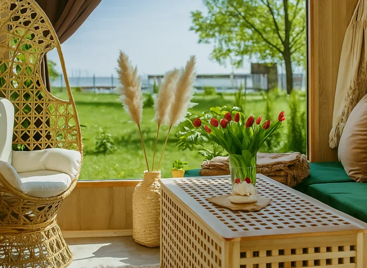 Domki urządzono w klimatycznym i przytulnym stylu boho