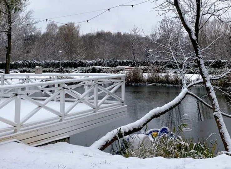 Hotel ma własny staw oraz bujny ogród