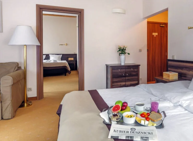 Pokoje 2-os. można połączyć w czteroosobowe studia