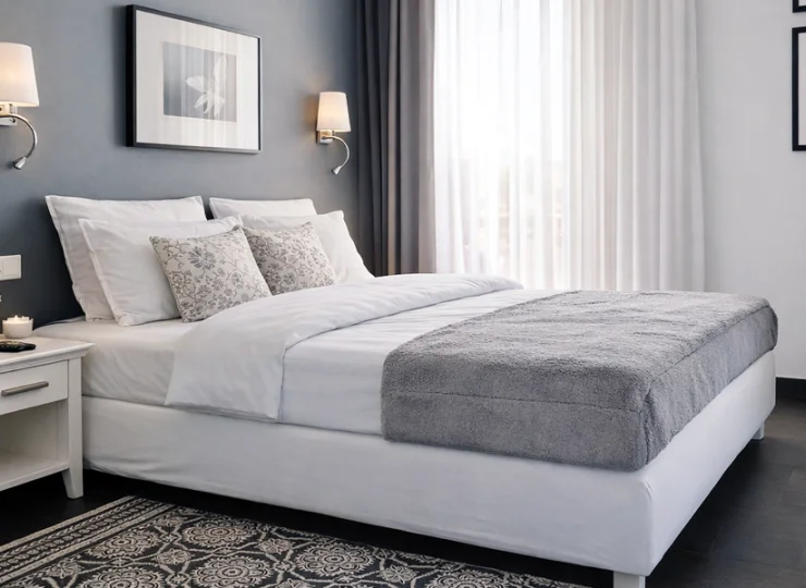 Duże okna wpuszczają letnie słońce do wnętrz pokoi