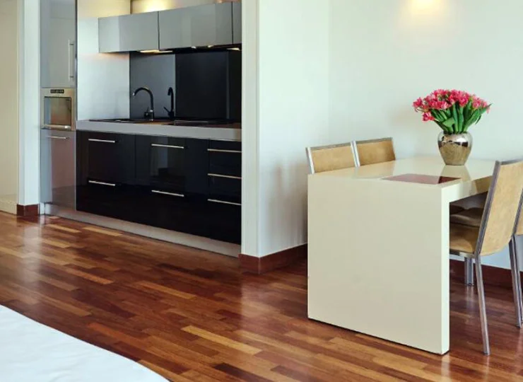 W każdym apartamencie jest aneks kuchenny