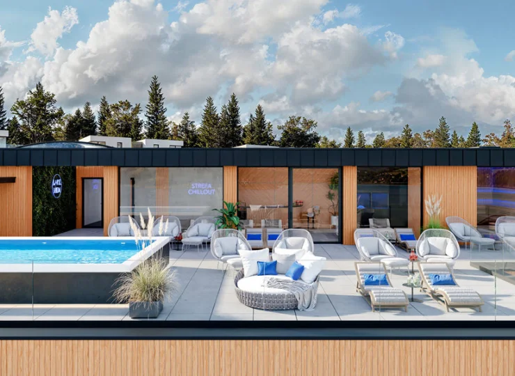 Goście mają do dyspozycji wewnętrzną i zewnętrzną strefę wellness