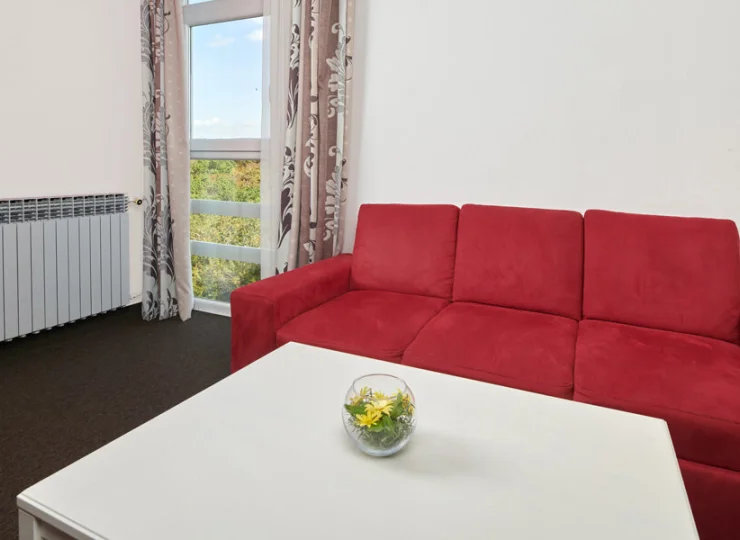 Rozkładana sofa może służyć jako dostawka dla 2 osób