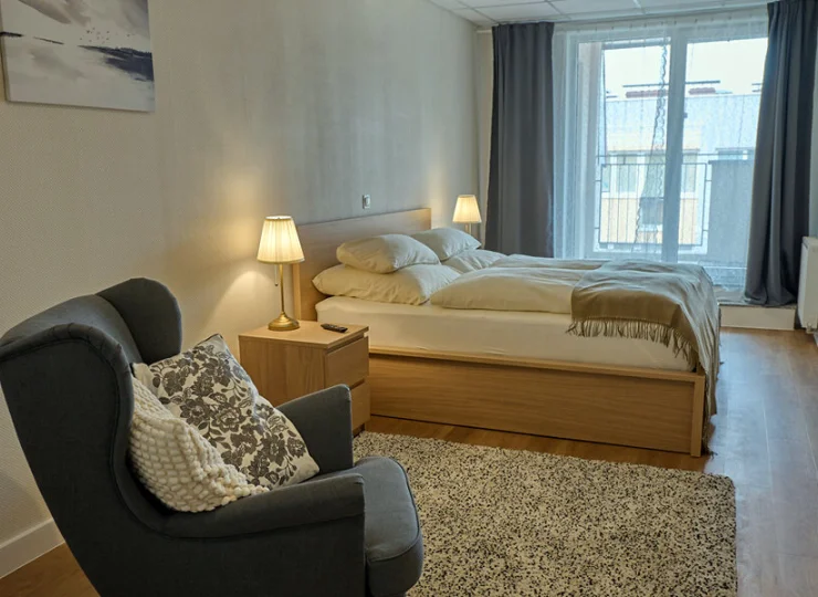 W sypialniach znajdują się podwójne łóżka