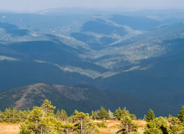 Widok z Pradziada, najwyższego szczytu Wysokich Jesionik