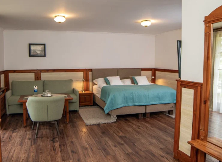 Oprócz łóżka w pokoju superior 2+2 jest także rozkładana kanapa