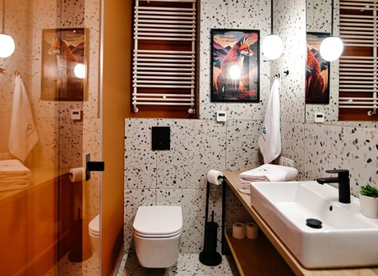 Każdy apartament posiada nowoczesną łazienkę