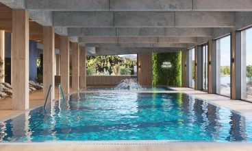 W strefie basenowej jest kryty basen oraz brodzik dla dzieci z fontanną