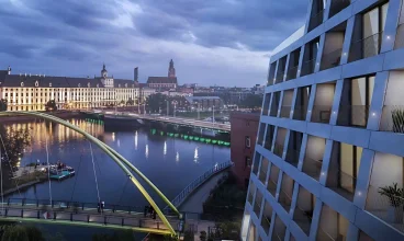 Apartamentowiec jest położony w artystycznej dzielnicy Nadodrze