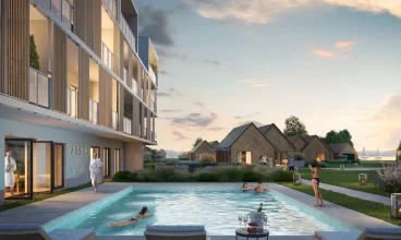 Relaks w basenie z widokiem na jezioro jest jeszcze przyjemniejszy