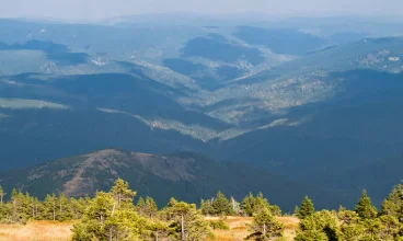 Widok z Pradziada, najwyższego szczytu Wysokich Jesionik