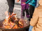 Płomienie ogniska rozgrzewają w chłodne dni