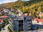 Z okien apartamentów rozpościera się widok na panoramę gór