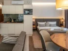 Apartamenty podzielone zostały na część dzienną i sypialną